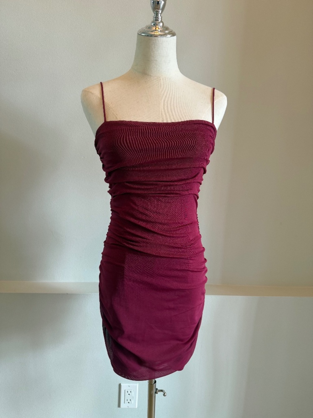 Burgundy Mini Dress w/Spaghetti Straps
